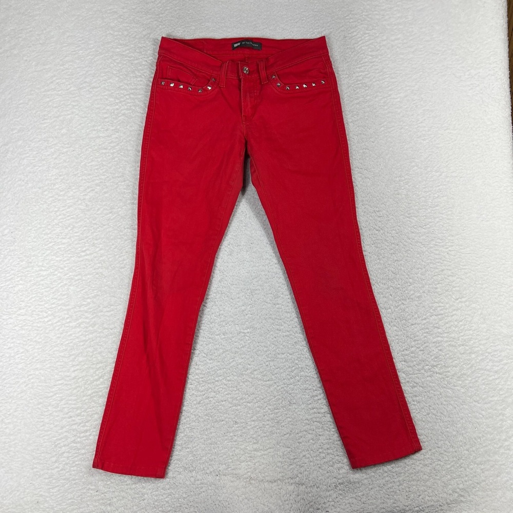 Levis 524 Jeans Womens 28x32 (29x28) Skinny Too Superlow Stretch Studded Red